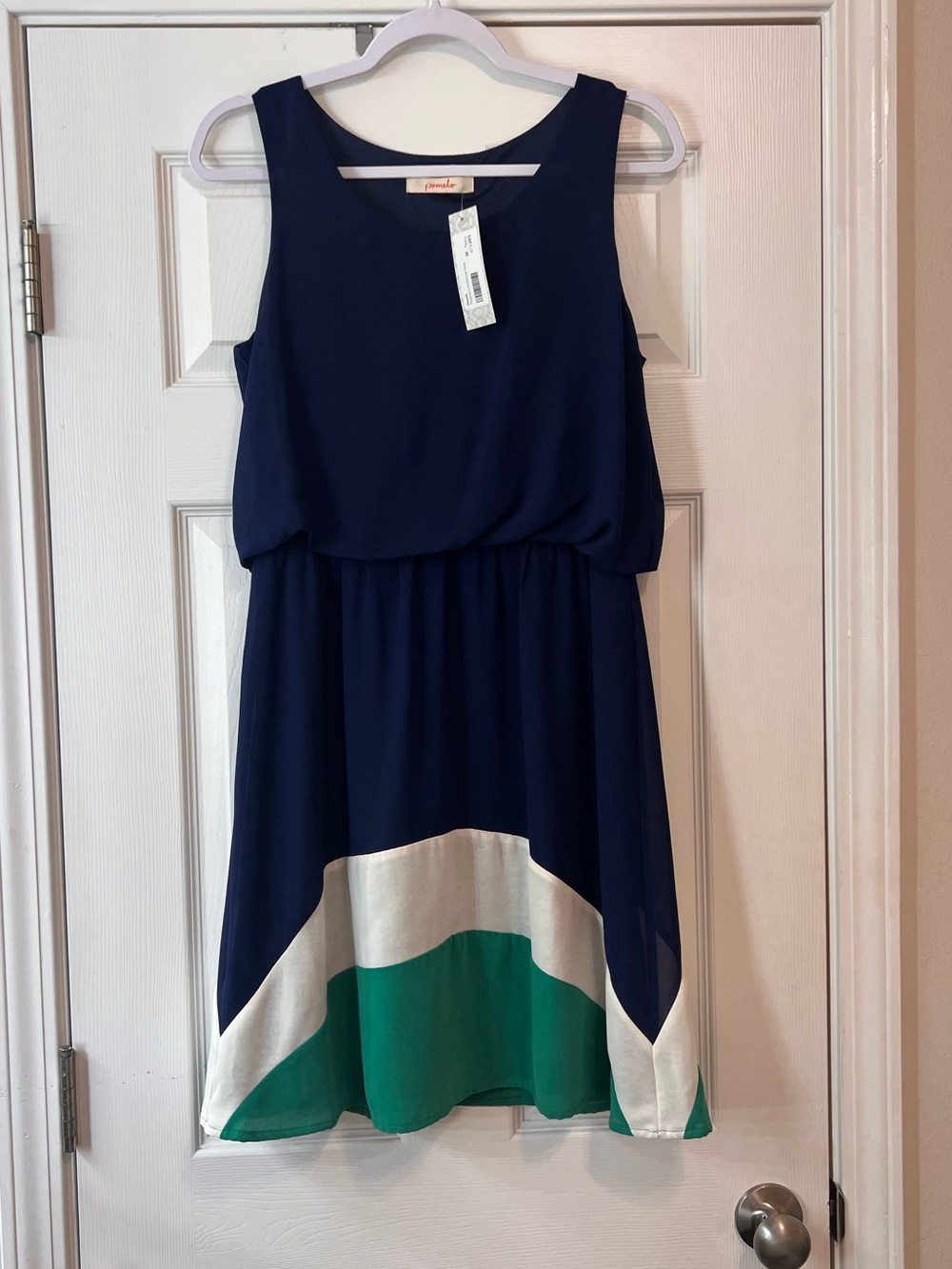 Pomelo Florence Colorblock Sleeveless Fit & Flare Dress Medium NWT Blue